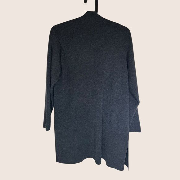 🩶 EILEEN FISHER FINE MERINO REGENERATIVE WOOL CARDIGAN DARK GRAY SMALL - Picture 3 of 11